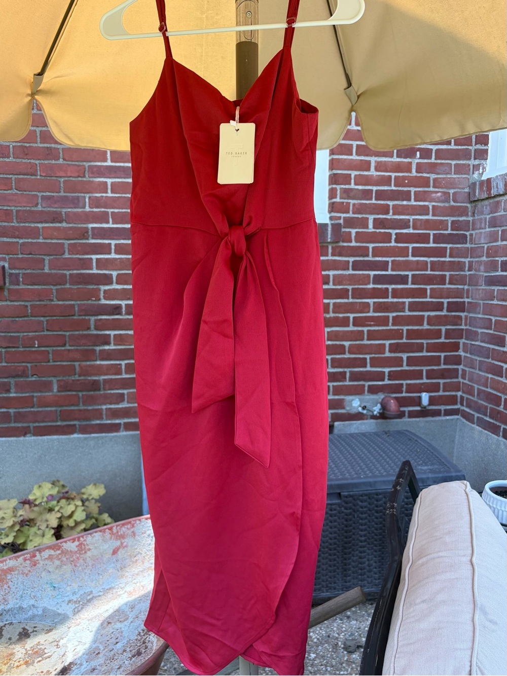Ted Baker London Rust Red Tie-Front Midi Dress - Picture 5 of 10